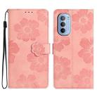 For Motorola Moto G62 5G Flower Embossing Pattern Leather Phone Case(Pink) - 1