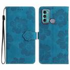 For Motorola Moto G60 / G40 Fusion Flower Embossing Pattern Leather Phone Case(Blue) - 1