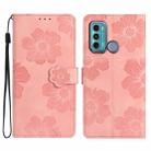 For Motorola Moto G60 / G40 Fusion Flower Embossing Pattern Leather Phone Case(Pink) - 1