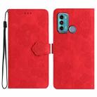 For Motorola Moto G60 / G40 Fusion Flower Embossing Pattern Leather Phone Case(Red) - 1