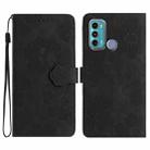 For Motorola Moto G60 / G40 Fusion Flower Embossing Pattern Leather Phone Case(Black) - 1