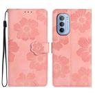 For Motorola Moto G52 Flower Embossing Pattern Leather Phone Case(Pink) - 1