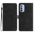 For Motorola Moto G52 Flower Embossing Pattern Leather Phone Case(Black) - 1