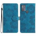 For Motorola Moto G50 Flower Embossing Pattern Leather Phone Case(Blue) - 1