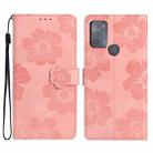 For Motorola Moto G50 Flower Embossing Pattern Leather Phone Case(Pink) - 1