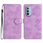 For Motorola Moto G31 / G41 Flower Embossing Pattern Leather Phone Case(Purple) - 1