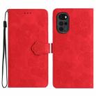 For Motorola Moto G22 Flower Embossing Pattern Leather Phone Case(Red) - 1