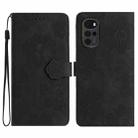 For Motorola Moto G22 Flower Embossing Pattern Leather Phone Case(Black) - 1