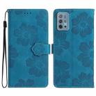 For Motorola Moto G10 / G20 / G30 Flower Embossing Pattern Leather Phone Case(Blue) - 1