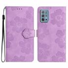 For Motorola Moto G10 / G20 / G30 Flower Embossing Pattern Leather Phone Case(Purple) - 1