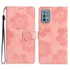 For Motorola Moto G10 / G20 / G30 Flower Embossing Pattern Leather Phone Case(Pink) - 1