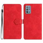 For Motorola Moto G10 / G20 / G30 Flower Embossing Pattern Leather Phone Case(Red) - 1