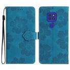 For Motorola Moto G9 / G9 Play / E7 Plus Flower Embossing Pattern Leather Phone Case(Blue) - 1