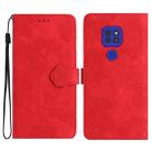 For Motorola Moto G9 / G9 Play / E7 Plus Flower Embossing Pattern Leather Phone Case(Red) - 1