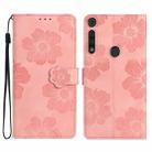 For Motorola Moto G8 Play Flower Embossing Pattern Leather Phone Case(Pink) - 1