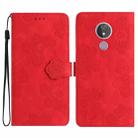 For Motorola Moto G7 Power Flower Embossing Pattern Leather Phone Case(Red) - 1