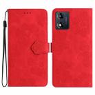 For Motorola Moto E13 Flower Embossing Pattern Leather Phone Case(Red) - 1