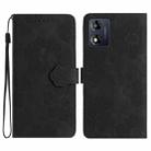 For Motorola Moto E13 Flower Embossing Pattern Leather Phone Case(Black) - 1