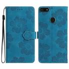For Motorola Moto E6 Play Flower Embossing Pattern Leather Phone Case(Blue) - 1