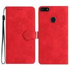 For Motorola Moto E6 Play Flower Embossing Pattern Leather Phone Case(Red) - 1