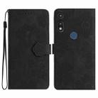 For Motorola Moto E 2020 Flower Embossing Pattern Leather Phone Case(Black) - 1