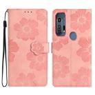 For Motorola Edge+ 2020 Flower Embossing Pattern Leather Phone Case(Pink) - 1