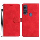 For Motorola Edge+ 2020 Flower Embossing Pattern Leather Phone Case(Red) - 1