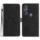 For Motorola Edge+ 2020 Flower Embossing Pattern Leather Phone Case(Black) - 1