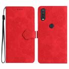 For Motorola One Action / Moto P40 Power Flower Embossing Pattern Leather Phone Case(Red) - 1