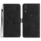 For Motorola One Action / Moto P40 Power Flower Embossing Pattern Leather Phone Case(Black) - 1