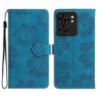 For Motorola Edge 40 Flower Embossing Pattern Leather Phone Case(Blue) - 1