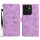 For Motorola Edge 40 Flower Embossing Pattern Leather Phone Case(Purple) - 1