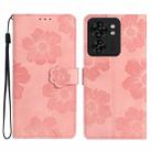 For Motorola Edge 40 Flower Embossing Pattern Leather Phone Case(Pink) - 1