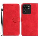 For Motorola Edge 40 Flower Embossing Pattern Leather Phone Case(Red) - 1