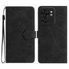 For Motorola Edge 40 Flower Embossing Pattern Leather Phone Case(Black) - 1