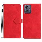 For Motorola Moto G14 4G Flower Embossing Pattern Leather Phone Case(Red) - 1