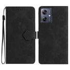 For Motorola Moto G14 4G Flower Embossing Pattern Leather Phone Case(Black) - 1