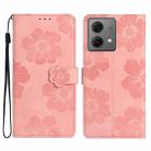 For Motorola Moto G84 5G Flower Embossing Pattern Leather Phone Case(Pink) - 1