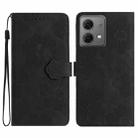 For Motorola Moto G84 5G Flower Embossing Pattern Leather Phone Case(Black) - 1