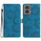 For Motorola Edge 50 Fusion Flower Embossing Pattern Leather Phone Case(Blue) - 1