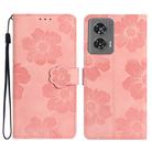 For Motorola Edge 50 Fusion Flower Embossing Pattern Leather Phone Case(Pink) - 1