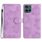 For Motorola Edge 50 5G Flower Embossing Pattern Leather Phone Case(Purple) - 1