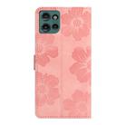 For Motorola Edge 50 5G Flower Embossing Pattern Leather Phone Case(Pink) - 3