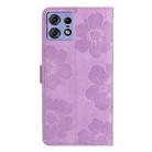 For Motorola Edge 50 Pro Flower Embossing Pattern Leather Phone Case(Purple) - 3