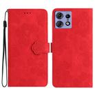 For Motorola Edge 50 Pro Flower Embossing Pattern Leather Phone Case(Red) - 1