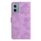 For Motorola Moto E15 4G Flower Embossing Pattern Leather Phone Case(Purple) - 3