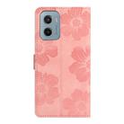 For Motorola Moto E15 4G Flower Embossing Pattern Leather Phone Case(Pink) - 3