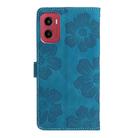 For Motorola Moto G05 Flower Embossing Pattern Leather Phone Case(Blue) - 3