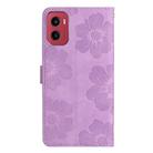 For Motorola Moto G05 Flower Embossing Pattern Leather Phone Case(Purple) - 3