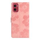 For Motorola Moto G05 Flower Embossing Pattern Leather Phone Case(Pink) - 3